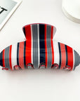 Colorful Vertical Stripe Print Curve Hair Claw Clips
