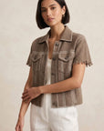 Cashmere Short Sleeve Jacquard Jacket
