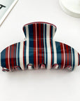 Colorful Vertical Stripe Print Curve Hair Claw Clips