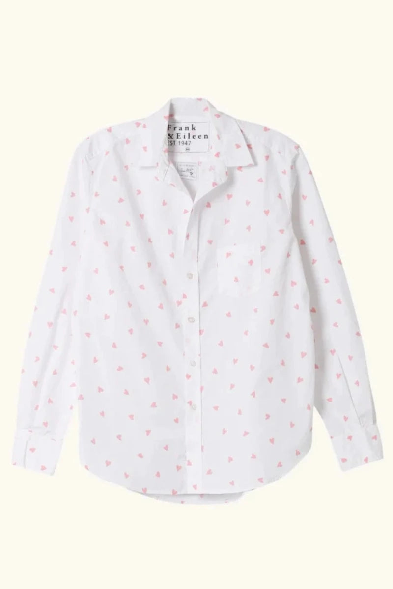 Frank & Eileen, Eileen Relaxed Button-Up Shirt- Pink Messy Hearts