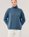 Cashmere T-Neck Sweater- Stone Blue