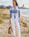 La Plage, Tuesday SS Top-Mughal-White/Blue