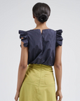 Susanne Bommer, Top with Ruffles - Blue Moon