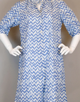 La Plage, Tuesday SS Dress-Chevron Blue/White