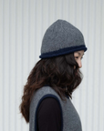 Oats & Rice, Hand-Knitted Rolled Edge Beanie-Grey