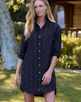 Frank & Eileen, Mary Dress-Textured Black Flowers