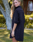 Frank & Eileen, Mary Dress-Textured Black Flowers