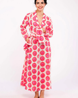 Nimo With Love, Sandalwood Linen Dress- Ikat Pink/Orange