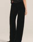 Velvet, Hilma Velvet & Satin Media Pant-Black