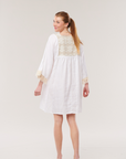 Nina Leuca, Desy Dress- White with Beige Embroidery
