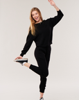 Cashmere Thin Ribbed Lounge Sweater- Black