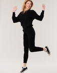 Cashmere Thin Ribbed Lounge Sweater- Black