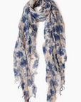 Chan Luu, Indigo Blue French Floral Cashmere and Silk Scarf