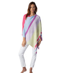 Cashmere Button Poncho- Striped