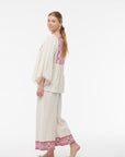 Nina Leuca, Embroidered Cream/Pink Top