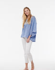 Nina Leuca, Denim Blue Linen Top