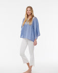 Nina Leuca, Denim Blue Linen Top