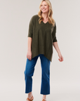 Cashmere V-Neck Oversized Tee
