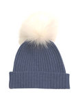 Cashmere Ribbed Hat with Pom Pom