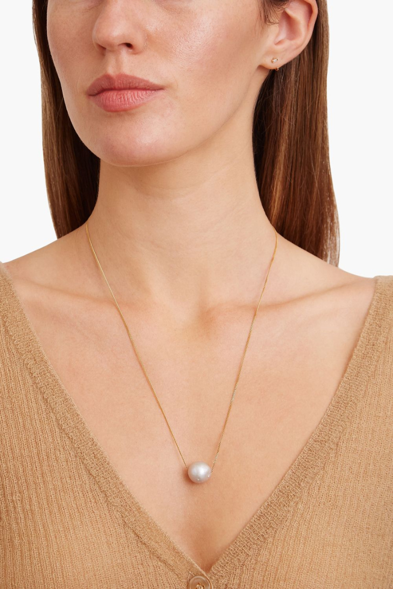 Floating pearl necklace gold 2025 chain
