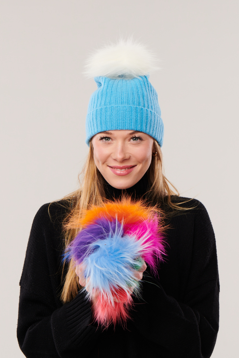 Cashmere Ribbed Hat with Pom Pom – Snapdragon Designs