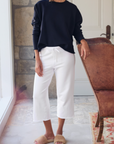 Frank & Eileen, Cropped Wide Leg Sweatpant- White