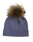 Cashmere Ribbed Hat with Pom Pom