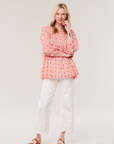 Alya Floral Top- Ivory Pink