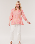 Alya Floral Top- Ivory Pink