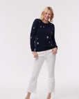 Cashmere Metallic Star Sweater- Navy