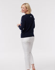 Cashmere Metallic Star Sweater- Navy