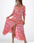 Walker & Wade, Kelsey Dress- Flamingo Ikat