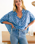 Emerson Fry, Mandarin Collar Top- Blue