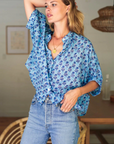 Emerson Fry, Mandarin Collar Top- Blue