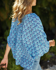 Emerson Fry, Mandarin Collar Top- Blue