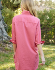 Frank & Eileen, Mary Woven Button Up Dress- Stonewashed Flamingo Flushed