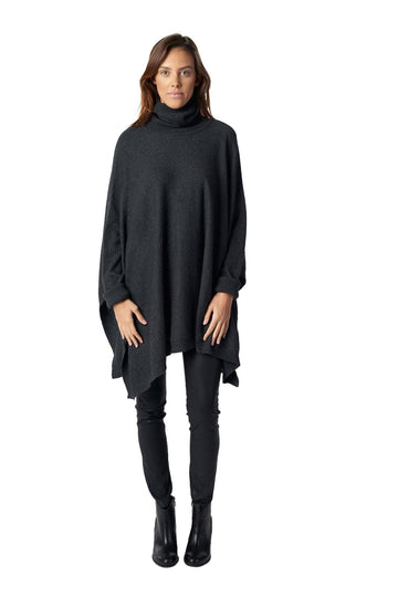 Cashmere T-Neck Swing Poncho