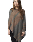 Cashmere Button Poncho- Striped