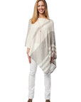 Cashmere Button Poncho- Striped