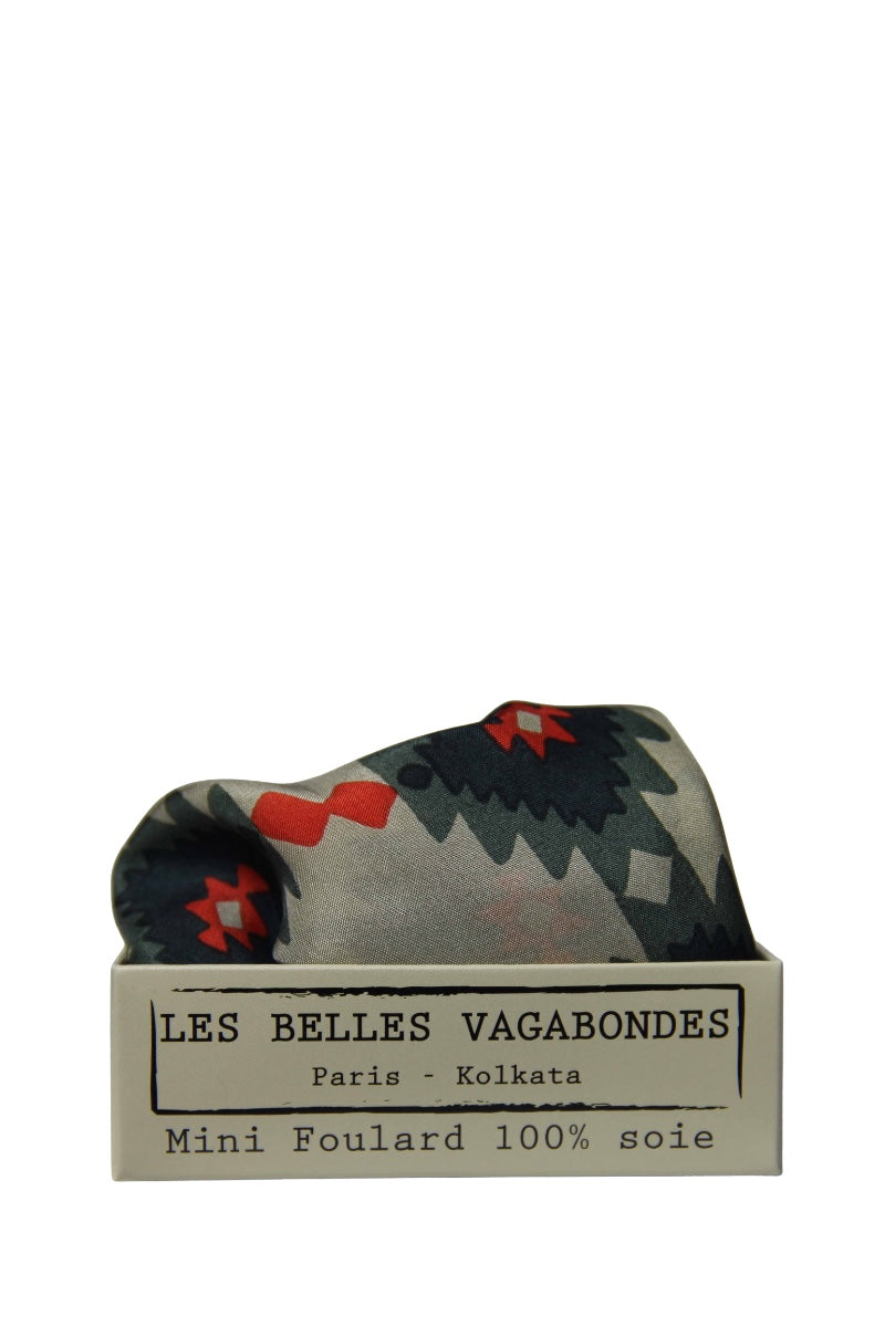 Les Belles Vagabondes, Mini Maya Scarf- Orange/Khaki