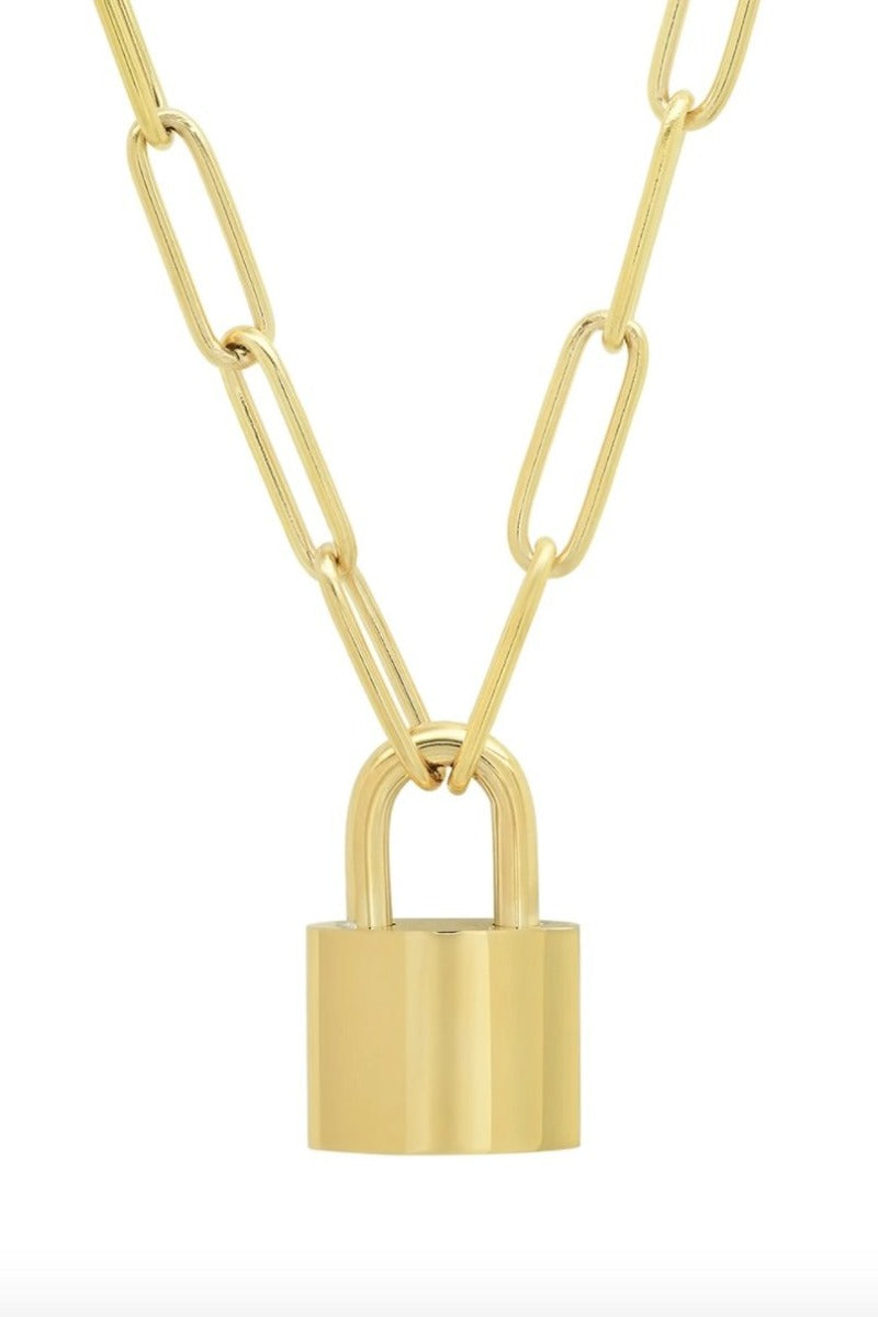 TAI Gold Thick Long Link Chain Necklace with Lock Snapdragon Designs