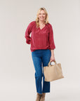 Rungolee, Louise Full Sleeve Blouse- Raspberry Tortoise