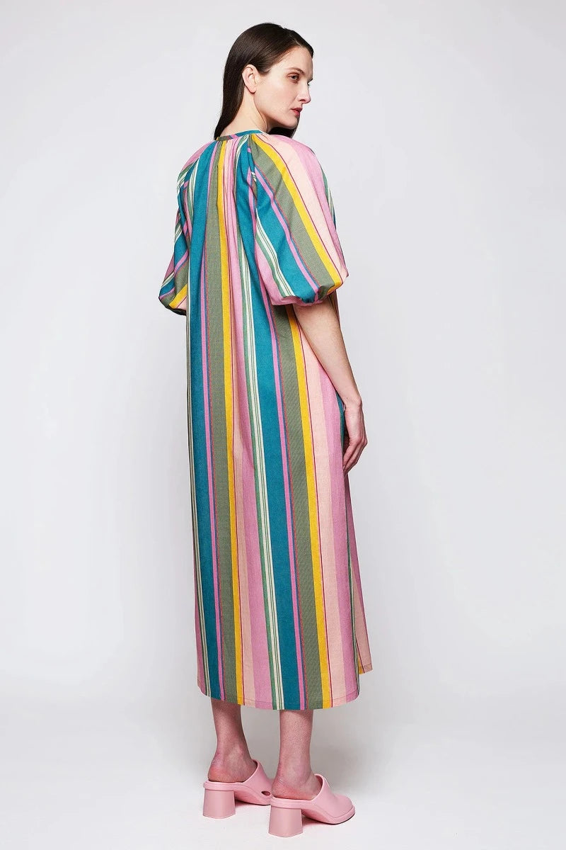 Mirto, Multicolour Cotton & Linen Striped Kaftan