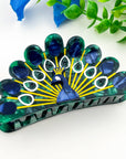 Spread-Wing Peacock Animal Acetate Hair Claw Clip