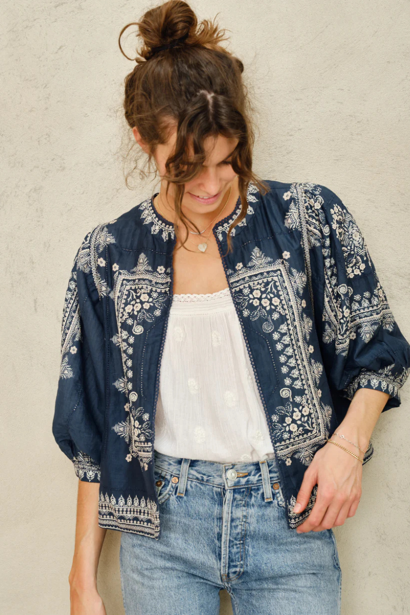 M.A.B.E., Eden Print Jacket-Indigo
