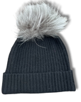 Cashmere Ribbed Hat with Pom Pom