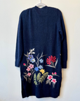 Quenna, Floral Garden Long Cardigan-Navy