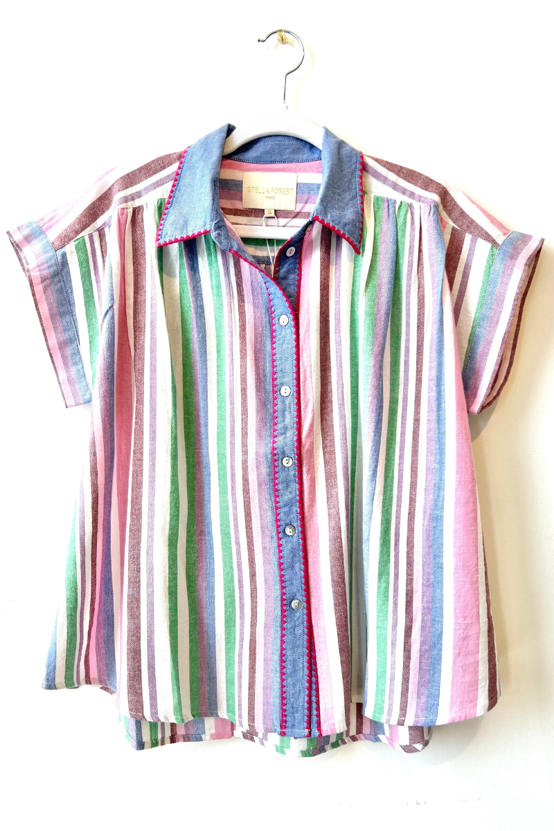 Stella Forest, Guiseppa Short Sleeve Shirt- Multicoloured