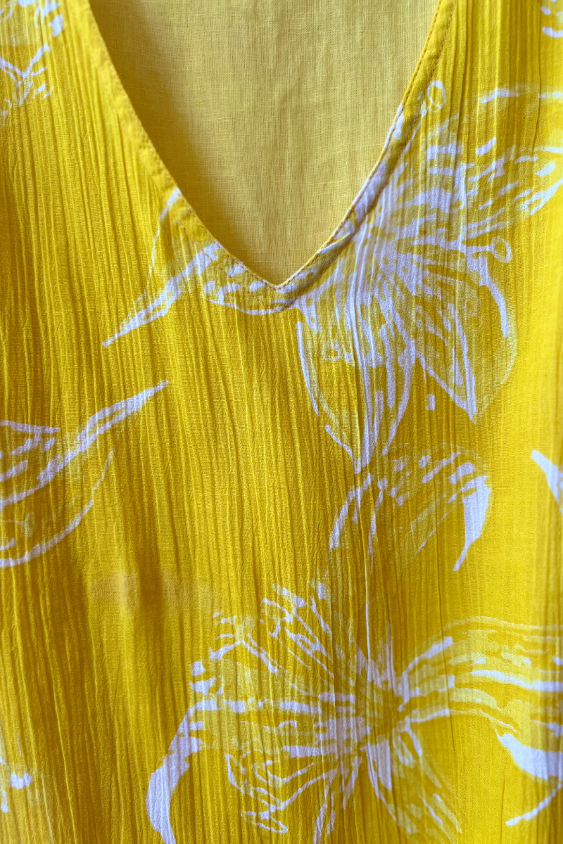 Ro's Garden, Naira Crinkle Maxi Dress- Yellow Celaya