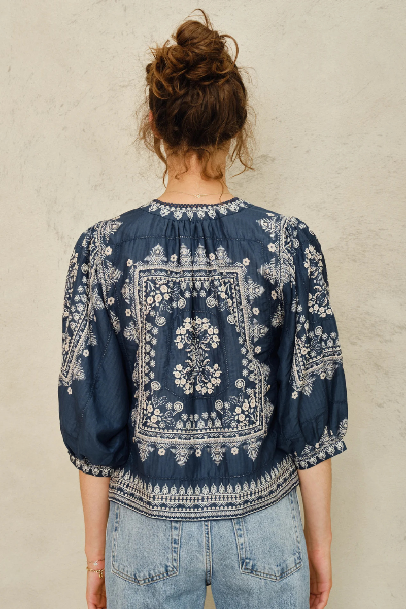M.A.B.E., Eden Print Jacket-Indigo